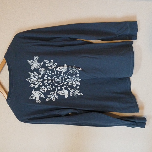 Life Is Good Dove With Flowers Long Sleeve Blue Crusher Tee - Picture 4 of 4